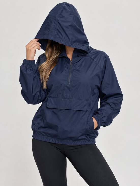 Zella Jackets & Blazers - Zella Anorak Jacket Size M Blue Lightweight Half-Zip Pullover Hoodie